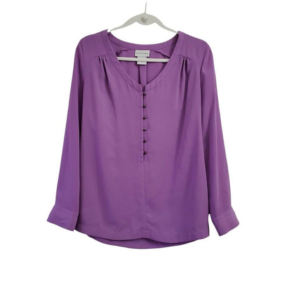 Soft Surroundings Blouse Small Purple Periwinkle Top Lightweight 25304